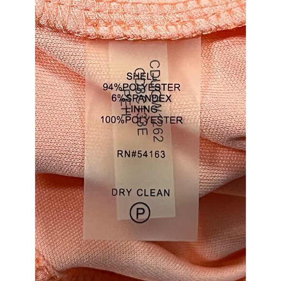 Calvin Klein Bell Sleeve Peach Dress Size 10 Women Sheath 3/4 Scoop Stretch New - Picture 9 of 9